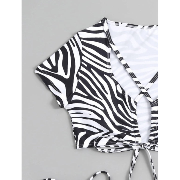 Damen Bikini-Set mit stylischen Schnürdetails und aufregendem Zebra-Muster Drune