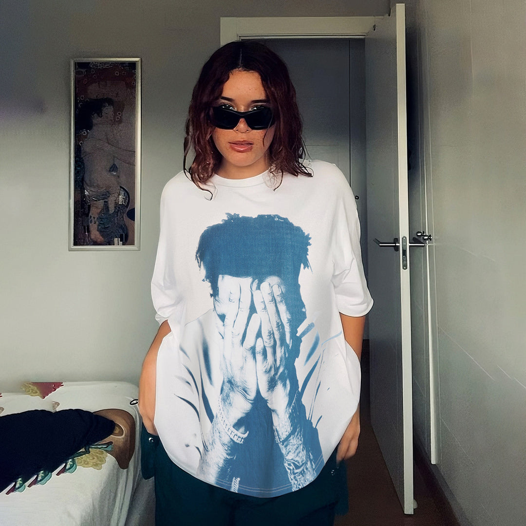 Damen lässiges T-Shirt mit glänzendem Kreuzdesign und großzügigem Ausschnitt Drune
