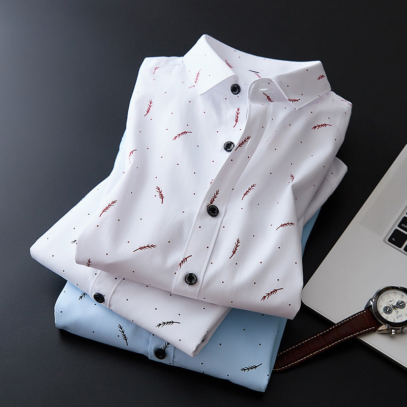 Herren nan Slim-Fit Business-Hemd mit feinem botanischem Print und Kentkragen Drune