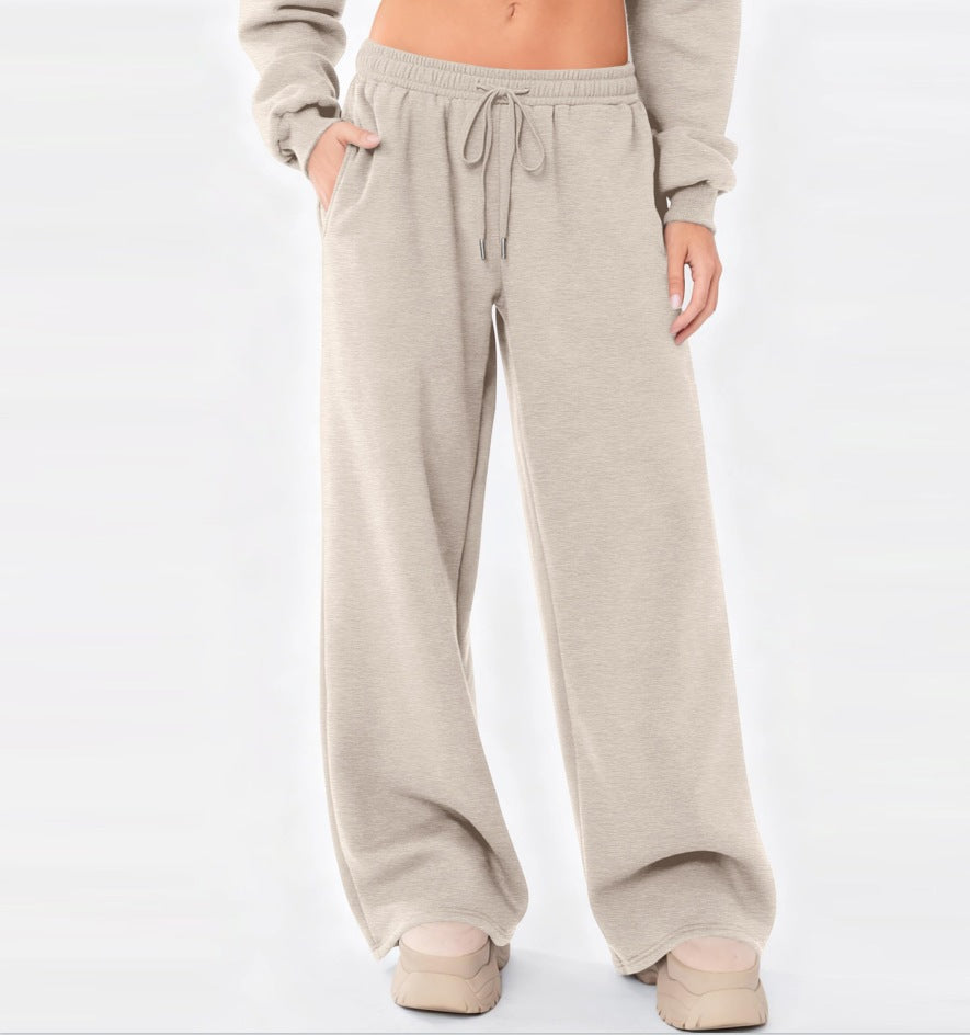 Damen nan weite Loungehose mit hohem Komfortbund, elastischem Tunnelzug und seitlichen Eingrifftaschen Drune