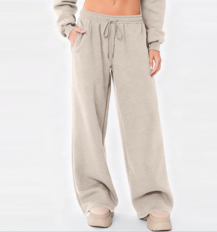 Damen nan weite Loungehose mit hohem Komfortbund, elastischem Tunnelzug und seitlichen Eingrifftaschen Drune