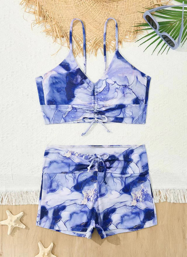 Damen Bikini mit floralem Rüschendesign und verstellbaren Trägern Drune