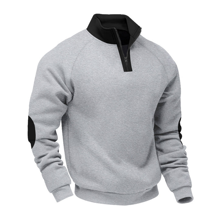 Herren nan Halbzip-Sweatshirt mit Stehkragen, Raglanärmeln und Ellbogenpatches Drune