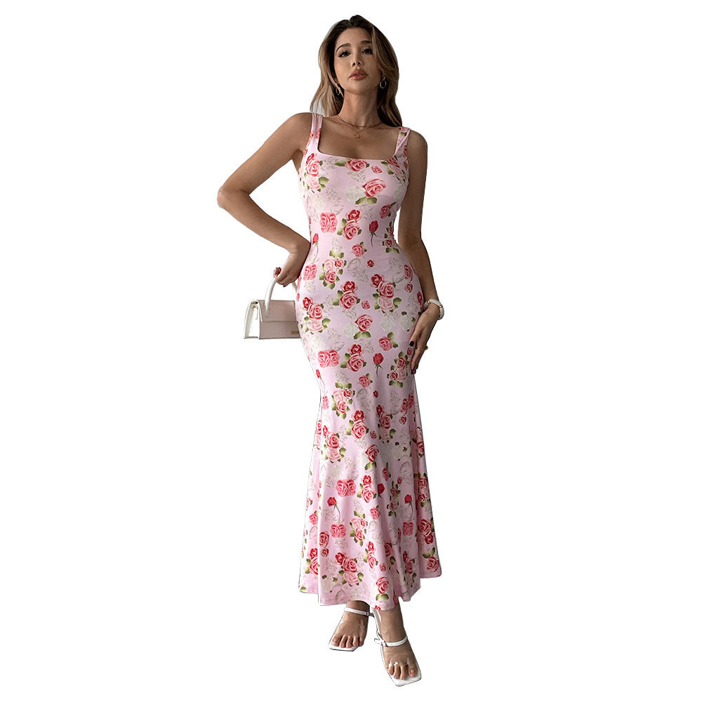 Damen Maxikleid mit Quadrat-Ausschnitt und floralem Pailletten-Design Drune