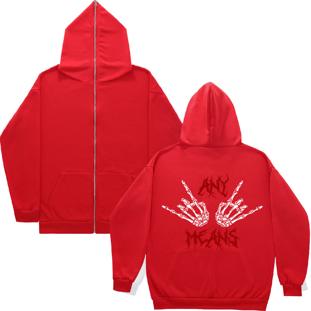 Damen Zip-Hoodie mit einzigartigem Skelett-Motiv und bequemem Schnitt Drune