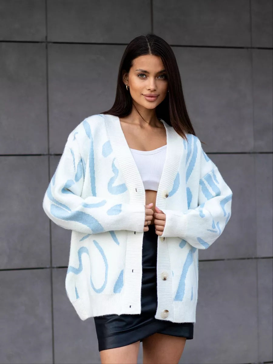 Damen Gemütlicher Strickcardigan mit einzigartigem Muster Drune