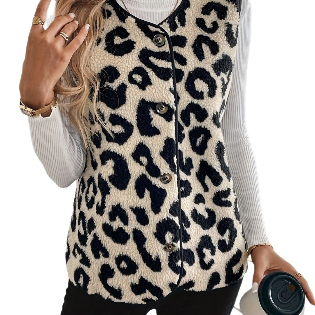 Damen Kuschelige Fellweste mit Leopardenmuster Drune