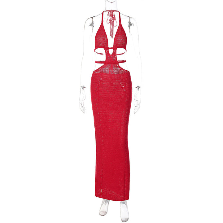 Damen Strick-Tankkleid mit cut-out Details und länglichem Schnitt Drune