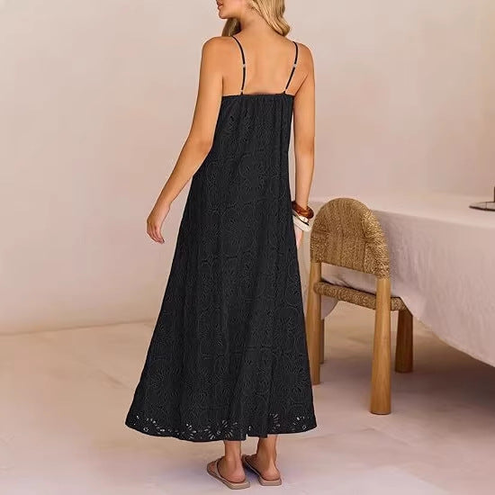 Damen Maxikleid mit filigranem Lochmuster Drune