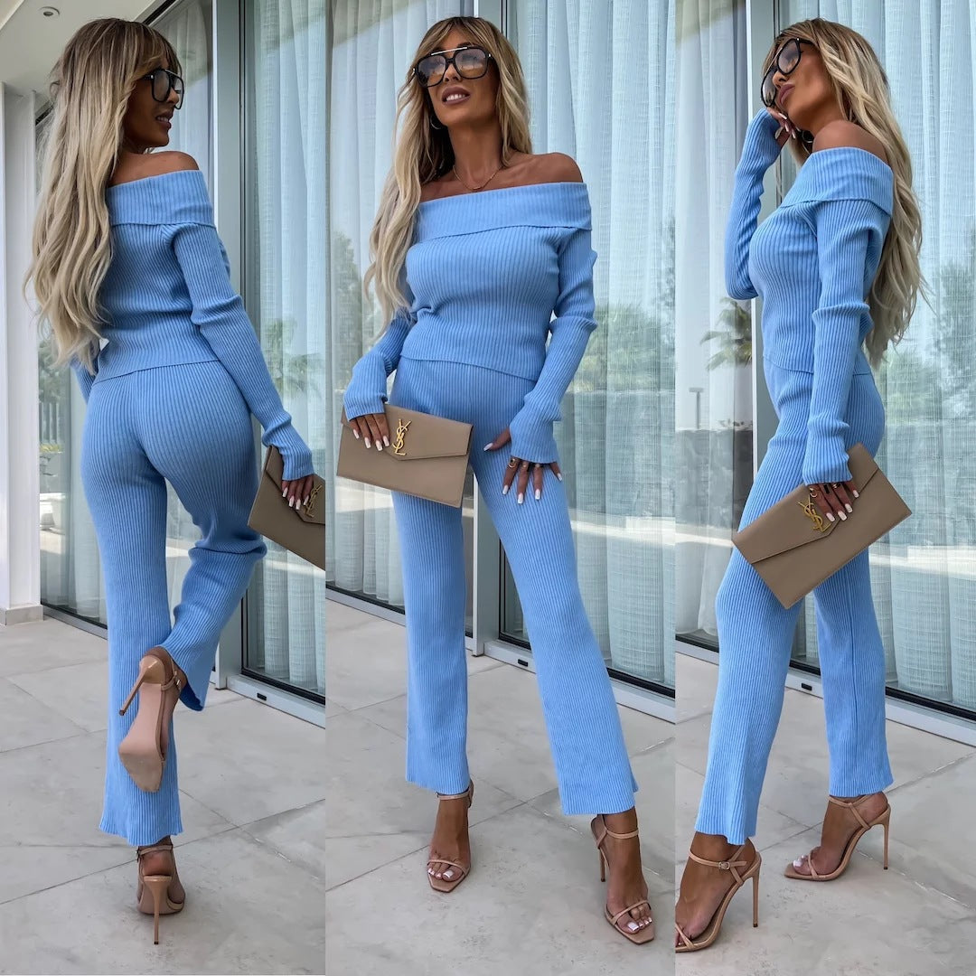 Damen lässiger Jumpsuit mit Off-Shoulder-Ausschnitt und weit geschnittenen Beinen Drune