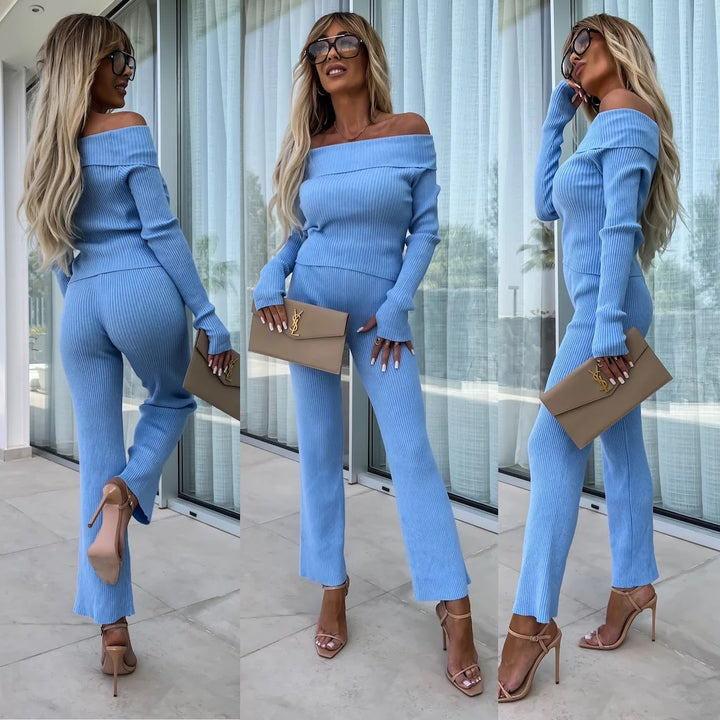 Damen lässiger Jumpsuit mit Off-Shoulder-Ausschnitt und weit geschnittenen Beinen Drune