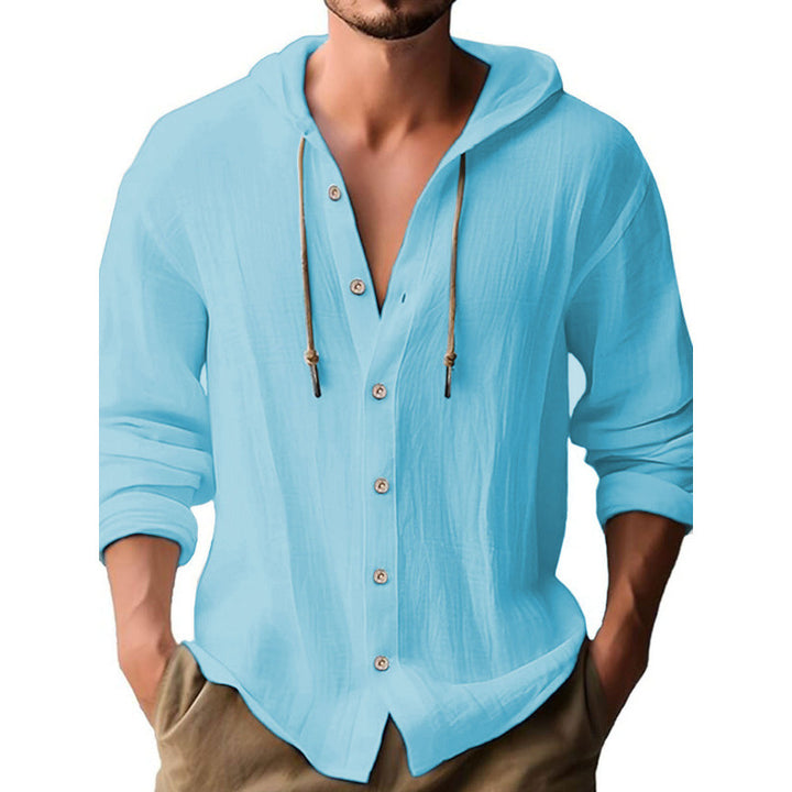 Herren lässiges Hemd mit Kapuze und Knopfleiste Drune