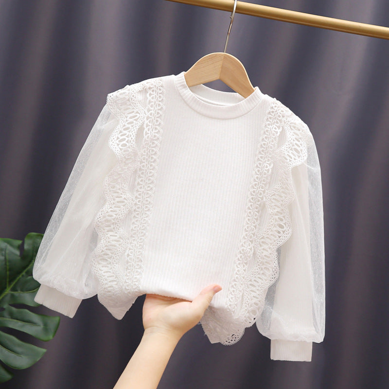 Mädchen Sweatshirt mit romantischen Rüschenärmeln Drune
