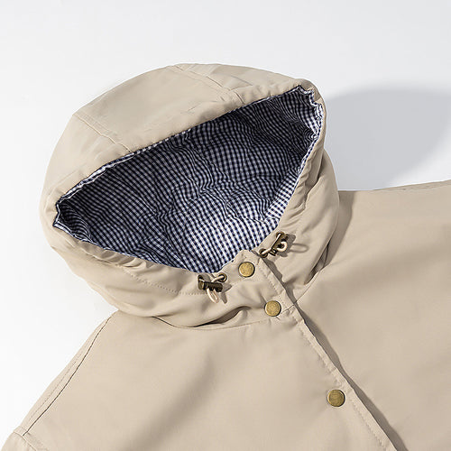 Damen modische cropped Übergangsjacke mit Kapuze und praktischen Taschen Drune