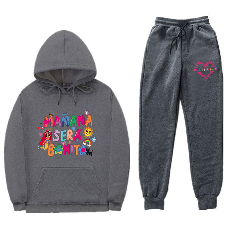 Damen Sweatshirt- und Jogginghose-Set mit buntem Aufdruck Drune