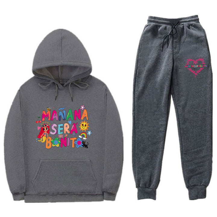 Damen Sweatshirt- und Jogginghose-Set mit buntem Aufdruck Drune
