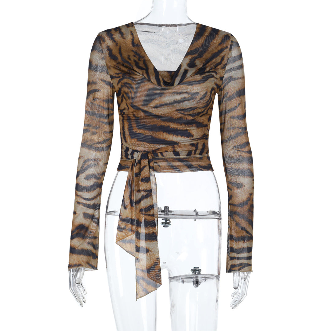 Damen Wickeloberteil mit tiefem V-Ausschnitt und eleganten Rüschendetails Drune