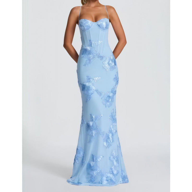 Damen Elegantes Abendkleid mit floralem Spitzenmuster und figurbetontem Schnitt Drune