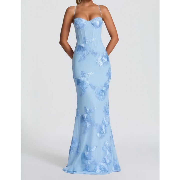 Damen Elegantes Abendkleid mit floralem Spitzenmuster und figurbetontem Schnitt Drune