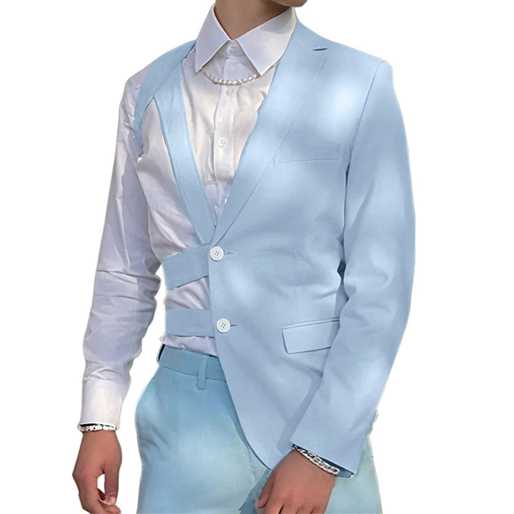 Damen nan asymmetrischer Blazer mit Riemendetails und Reverskragen Drune