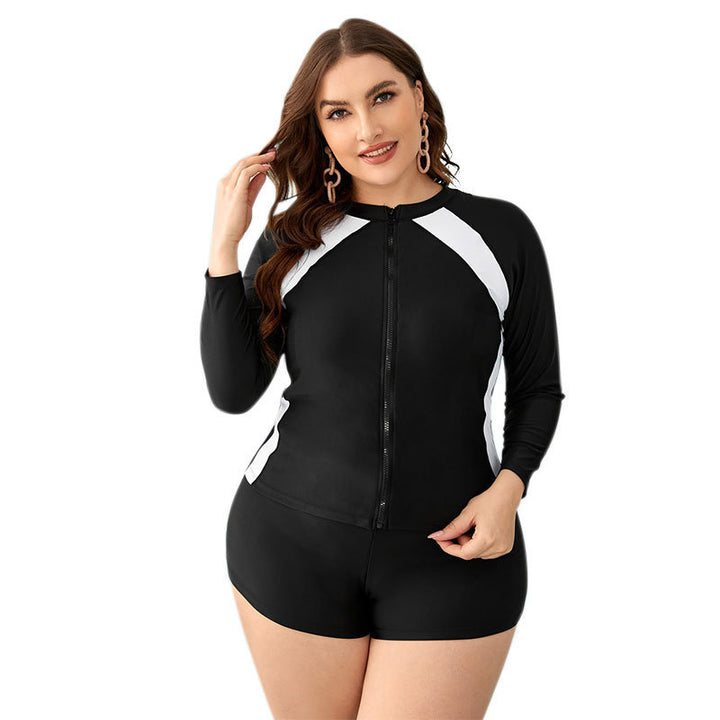 Damen Sportlicher Badeanzug mit langärmliger Jacke und Shorts Drune