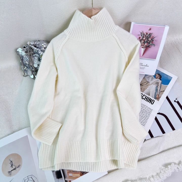 Damen modischer Oversized Pullover mit strukturiertem Stehkragen Drune