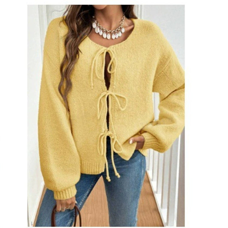 Damen Strickpullover mit raffinierten Knoten-Details Drune