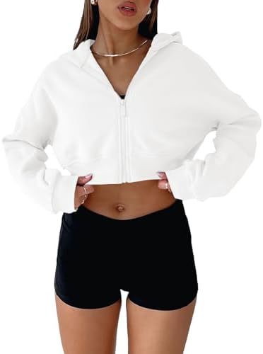 Damen trendige cropped Kapuzenjacke Drune