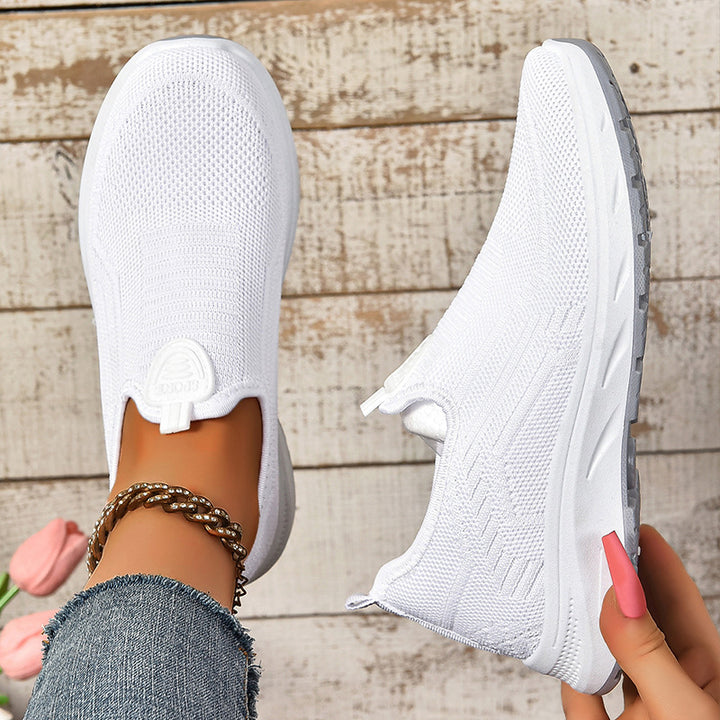 Damen Leichte Slip-On Sport Sneakers mit atmungsaktivem Strickobermaterial Drune