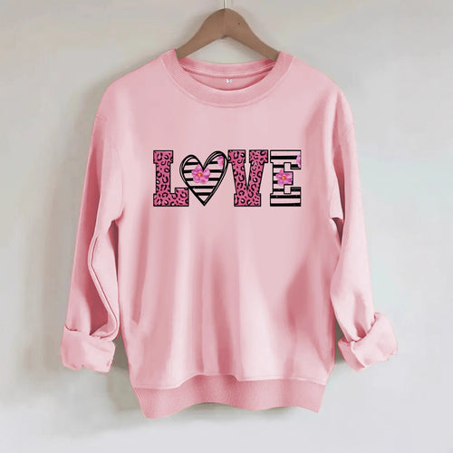 Damen Sweatshirt mit modernem Leopardenherz-Design und komfortablem Schnitt Drune