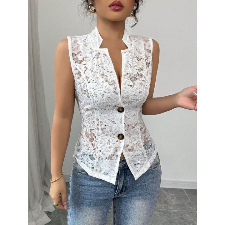 Damen Spitzenbluse im eleganten Schnitt mit Knopfdetails Drune