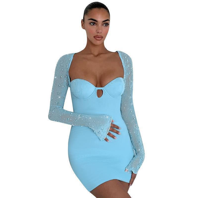 Damen Figurnahes Kleid mit beeindruckenden Puffärmeln und elegantem Ausschnitt Drune