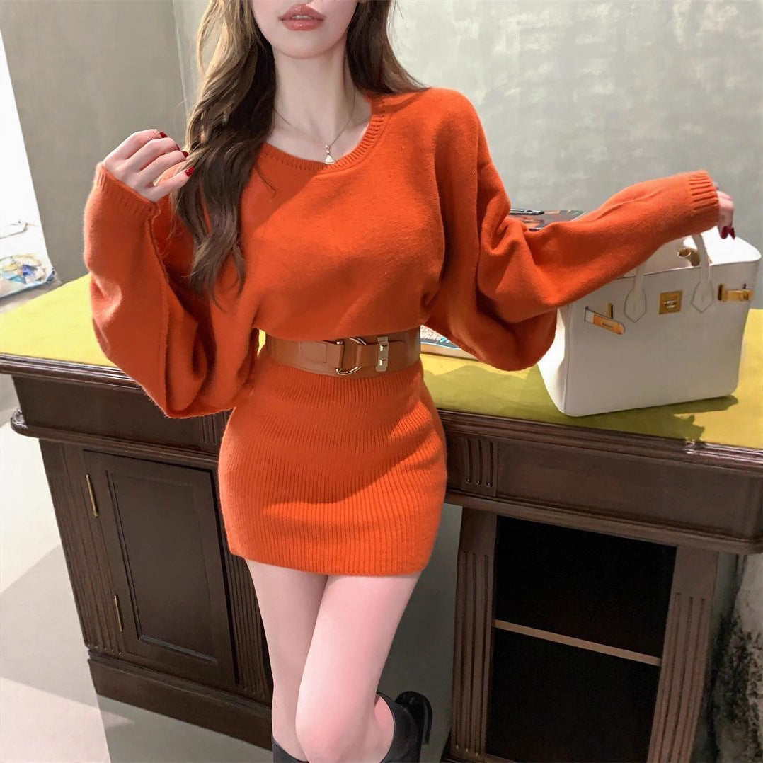 Damen Strickkleid mit lässigem Schnitt und harmonischer Rippstruktur Drune