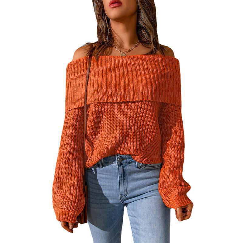 Damen Off-Shoulder Strickpullover mit weitem Schnitt Drune