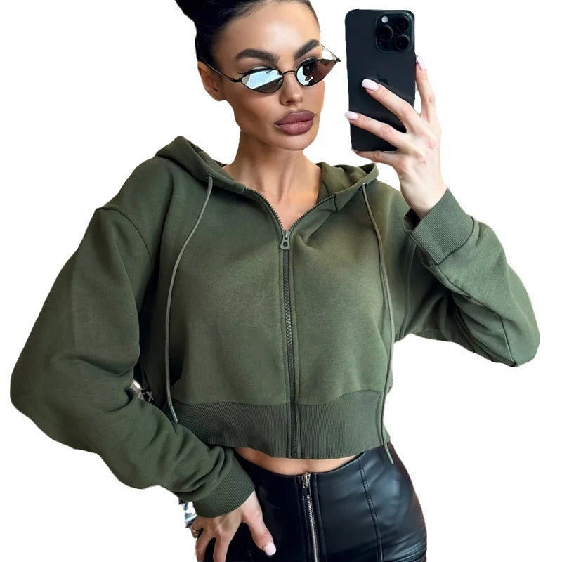 Damen Sportliche Crop-Top Jacke Drune