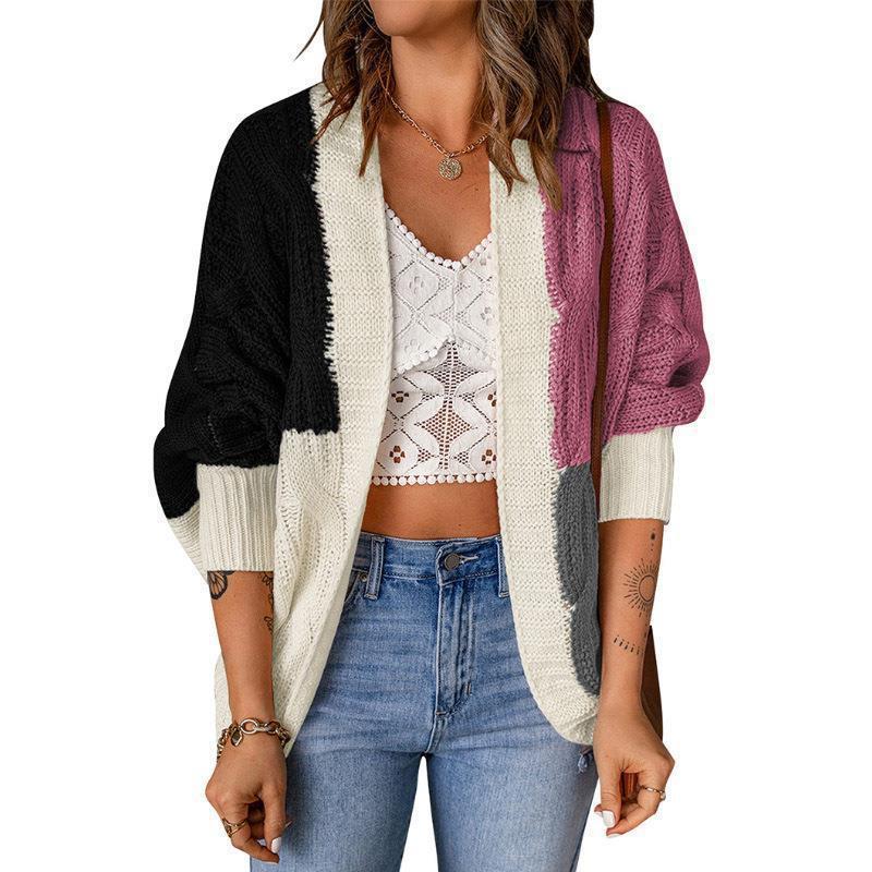 Damen Stilvoller Strickcardigan mit lockerer Passform und Farbblockdesign Drune