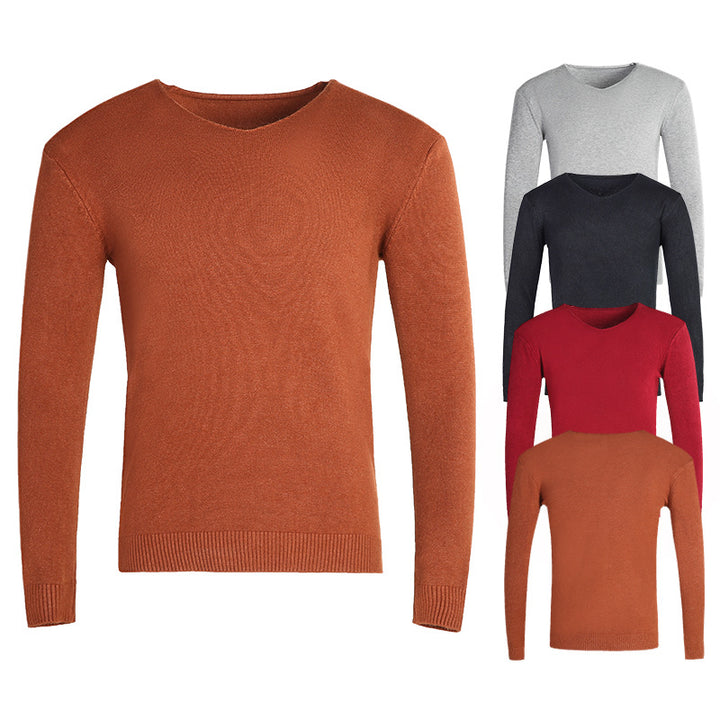 Herren nan feiner V-Ausschnitt-Pullover aus Baumwoll-Merino-Mix mit schmaler Silhouette Drune