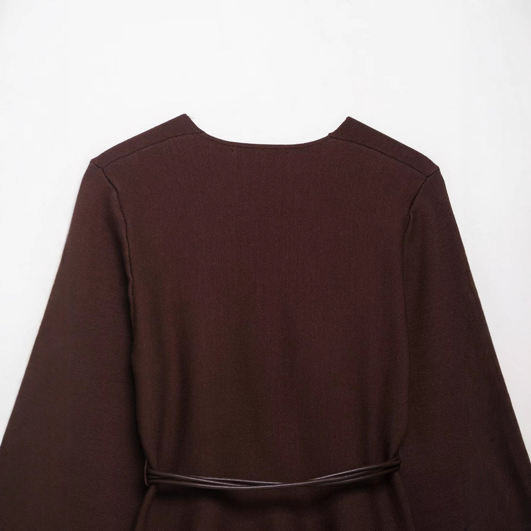 Damen Wickelbluse mit Taillengürtel und lässigem Drapierungsdesign Drune
