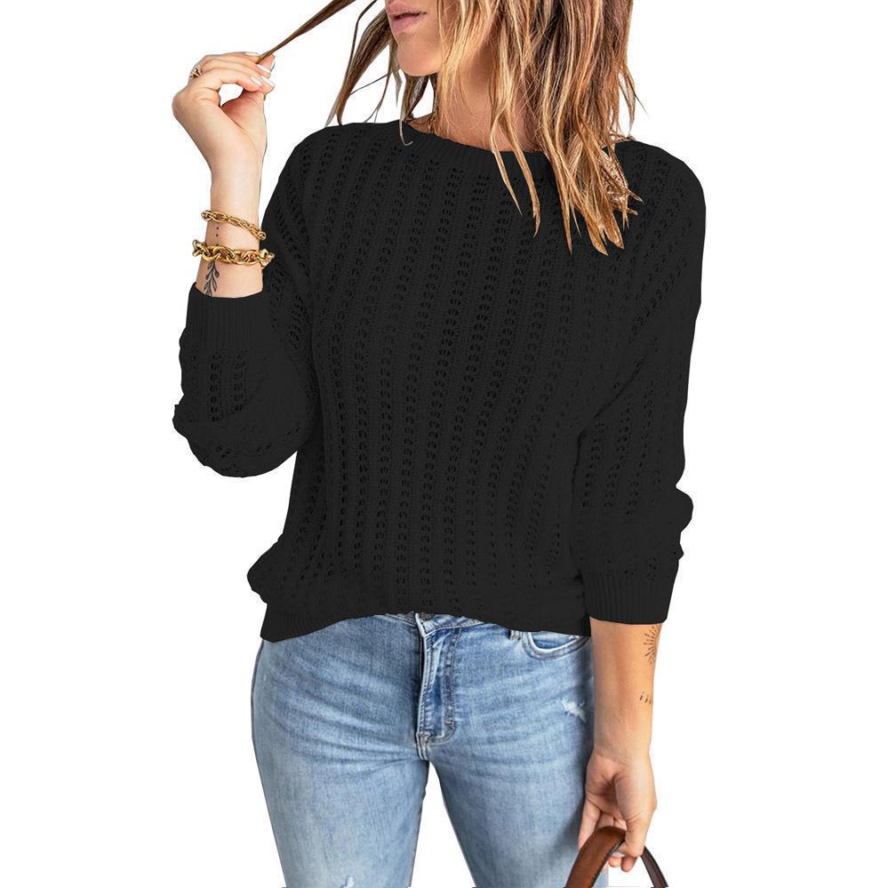 Damen Strickpullover mit strukturiertem Muster und weiten Ärmeln Drune