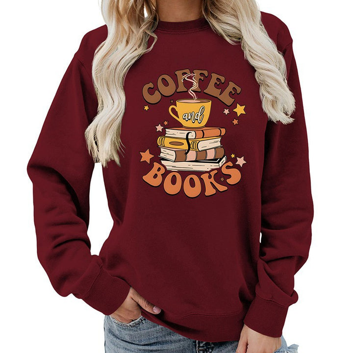 Damen Sweatshirt mit kreativem Kaffeebuch-Design Drune