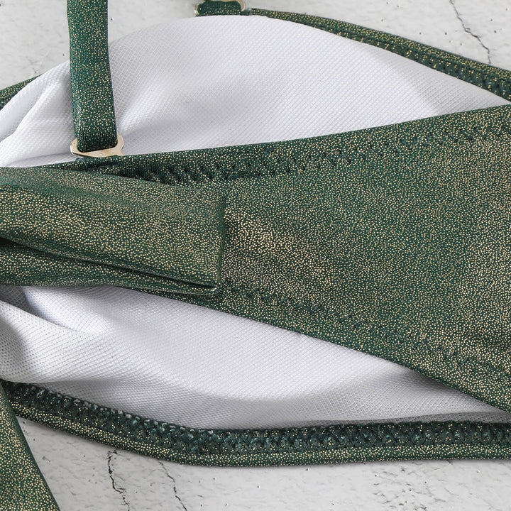 Damen Glänzender zwei-teiliger Bikini mit eleganter Verzierung Drune