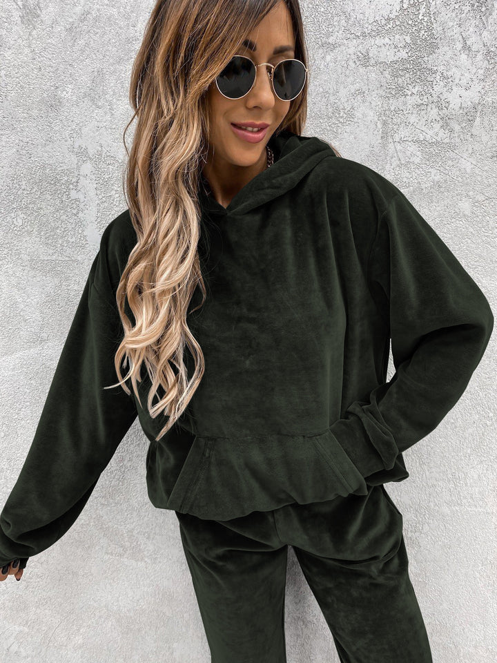Damen Fleece-Jogginganzug mit hochgezogenem Kragen und elastischen Bündchen Drune