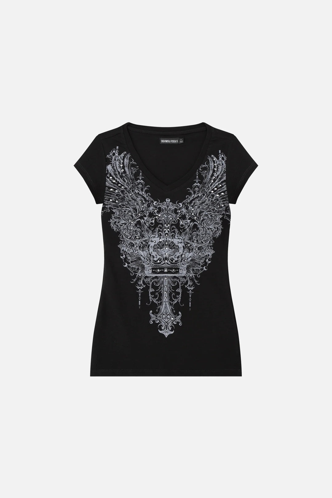 Damen V-Ausschnitt T-Shirt mit extravaganten Grafiken Drune