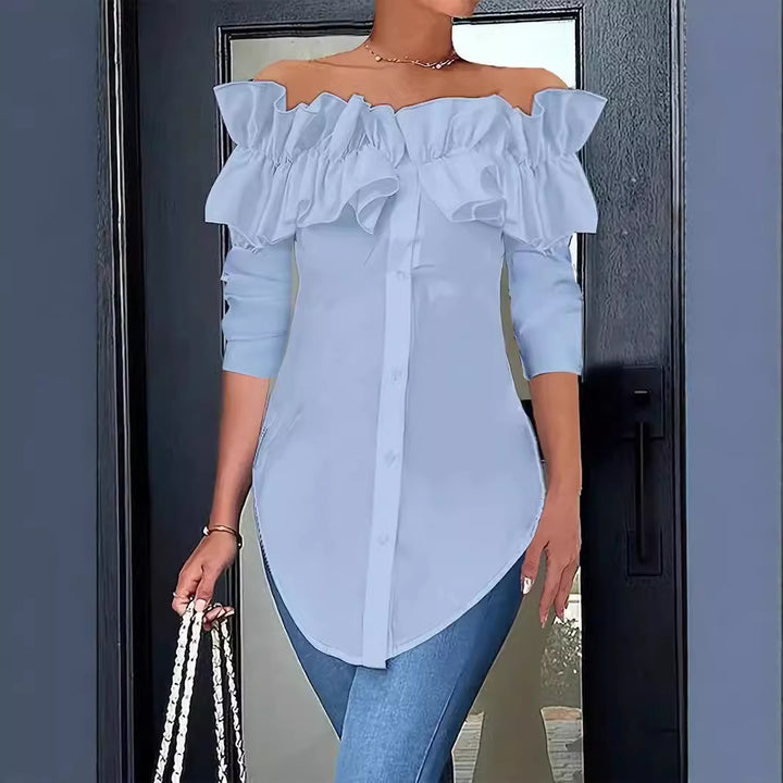 Damen Bluse mit raffinierten Rüschendetails und modischem Off-Shoulder Schnitt Drune
