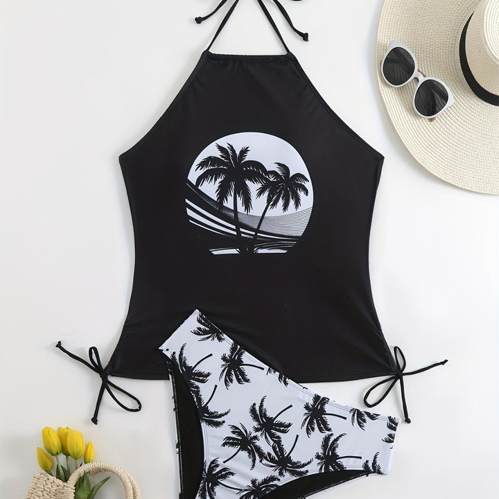 Damen Tankini-Set mit floralem Palmendruck Drune