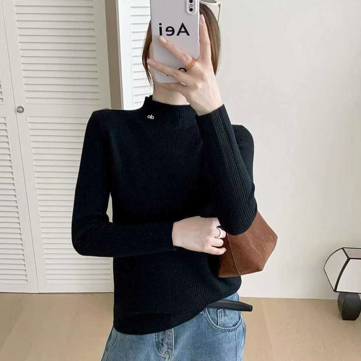 Damen Hochwertiger Rippenpullover mit Stehkragen Drune