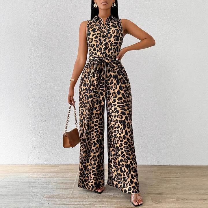 Damen weites Overall mit auffälligem Leopardenmuster Drune