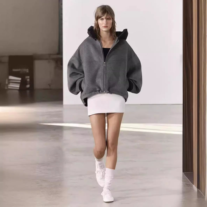 Damen modische Übergangsjacke mit kuscheliger Innenseite und verstellbarem Saum Drune