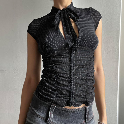 Damen elegant geschnittenes Oberteil mit raffinierten Rüschendetails und modischen Schleifen Drune