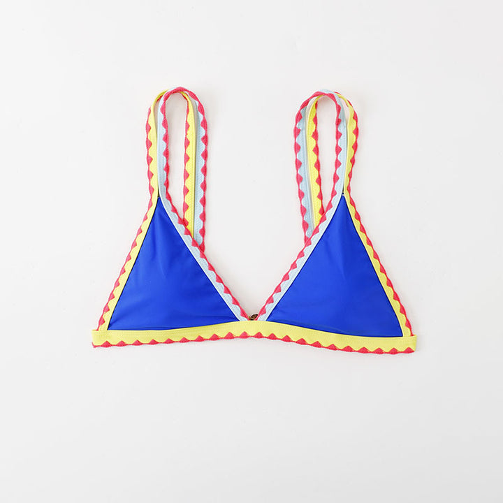 Damen Triangel-Bikinioberteil mit buntem Rüschenrand Drune